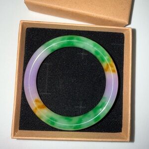 Multicolor Real Jade Bangle Bracelet